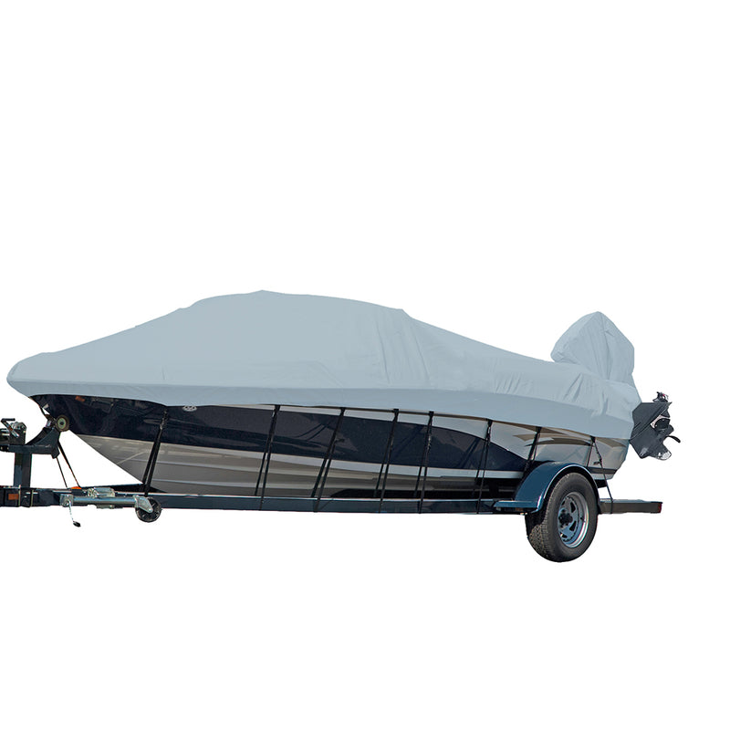 Carver Performance Poly-Guard Styled-to-Fit Boat Cover f-21.5' V-Hull Runabout Boats w-Windshield & Hand-Bow Rails - Grey