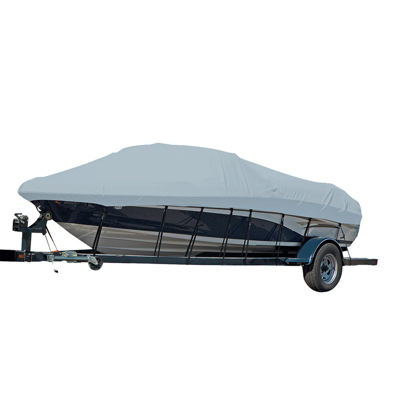 Carver Performance Poly-Guard Styled-to-Fit Boat Cover f-17.5' Sterndrive V-Hull Runabout Boats (Including Eurostyle) w-Windshield & Hand-Bow Rails - Grey