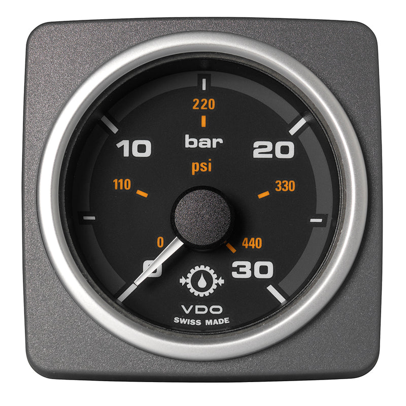 Veratron 52 MM (2-1-16") AcquaLink Transmission Oil Pressure 30 Bar-440 PSI - Black Dial & Bezel