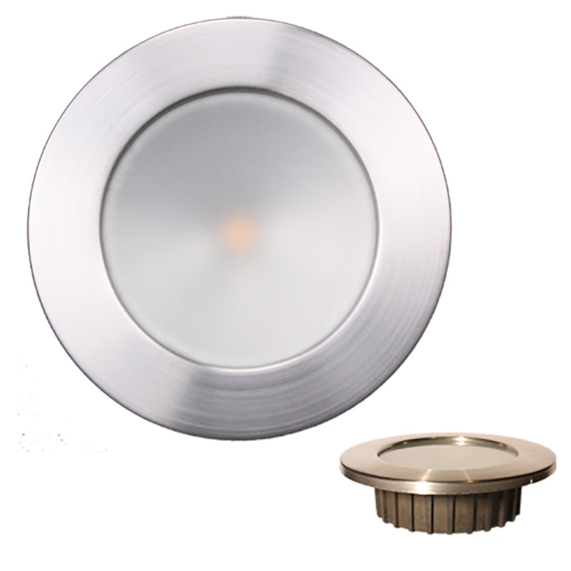 Lunasea “ZERO EMI” Recessed 3.5” LED Light - Warm White, Red w-Brushed Stainless Steel Bezel - 12VDC