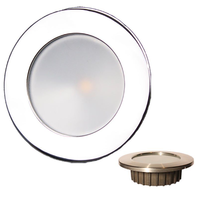 Lunasea Gen3 Warm White, RGBW Full Color 3.5” IP65 Recessed Light w-Polished Stainless Steel Bezel - 12VDC