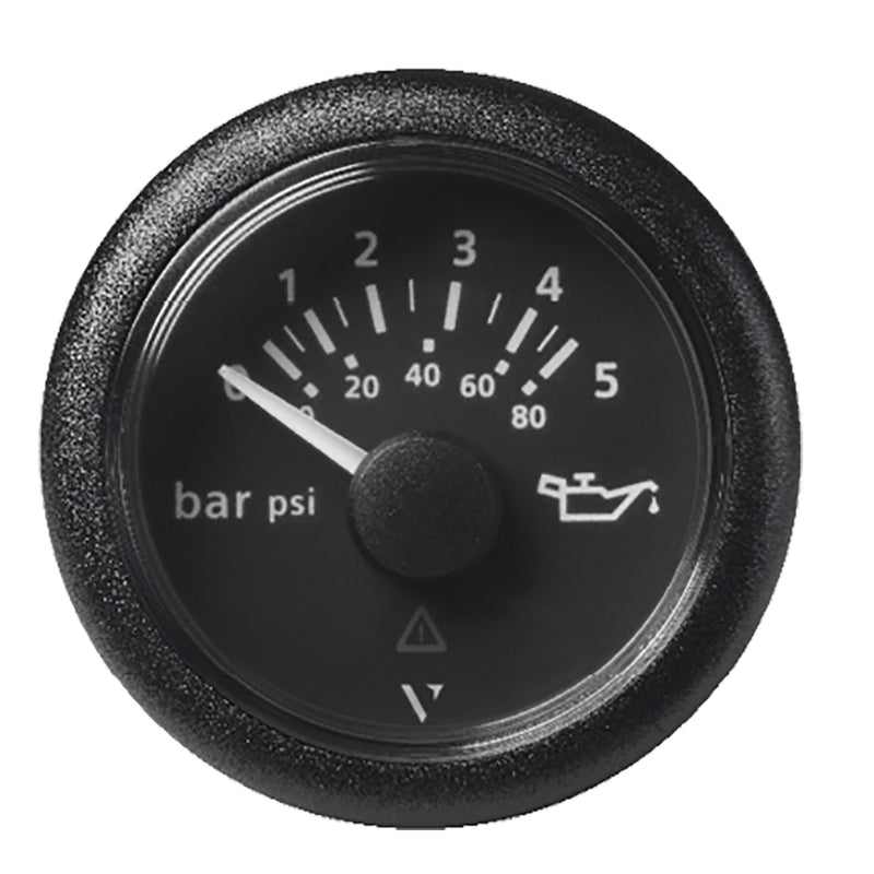 Veratron 52 MM (2-1-16") ViewLine Oil Pressure Gauge 5 Bar-80 PSI - Black Dial & Round Bezel