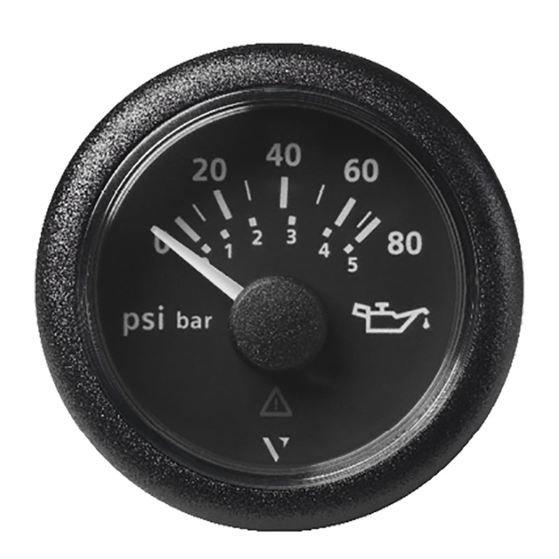 Veratron 52MM (2-1-16") ViewLine Oil Pressure Gauge 80 PSI-5 Bar - Black Dial & Round Bezel