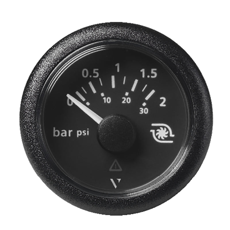 Veratron 52MM (2-1-16") ViewLine Boost Pressure Gauge 2 Bar-30 PSI - Black Dial & Round Bezel