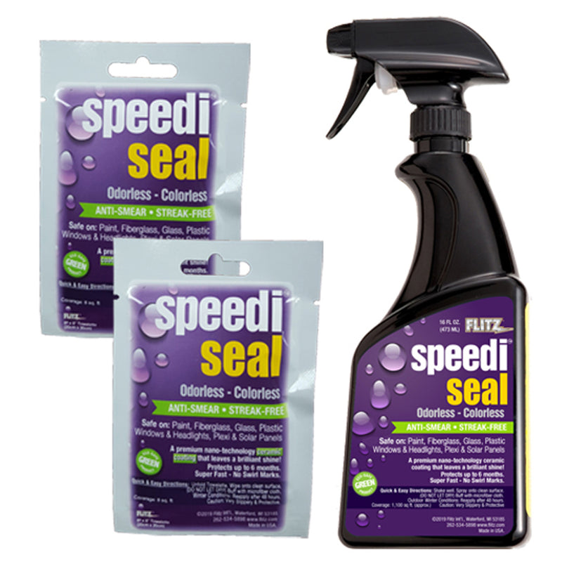 Flitz Speedi Seal 16oz Spray Bottle w-2-8" x 8" Towelette Packet