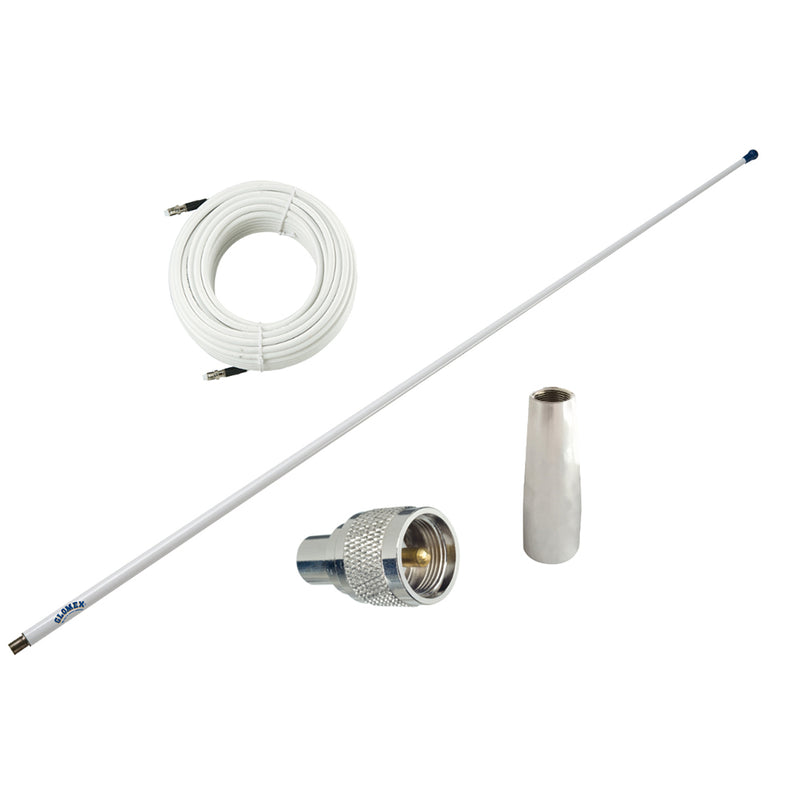 Glomex 4' Glomeasy VHF Antenna 3dB w-FME Termination, 6M Coaxial Cable, RA300 Adapter & PL259 Connector