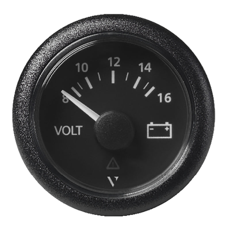 Veratron 52 MM (2-1-16") ViewLine Voltmeter - 8 to16V - Black Dial & Bezel