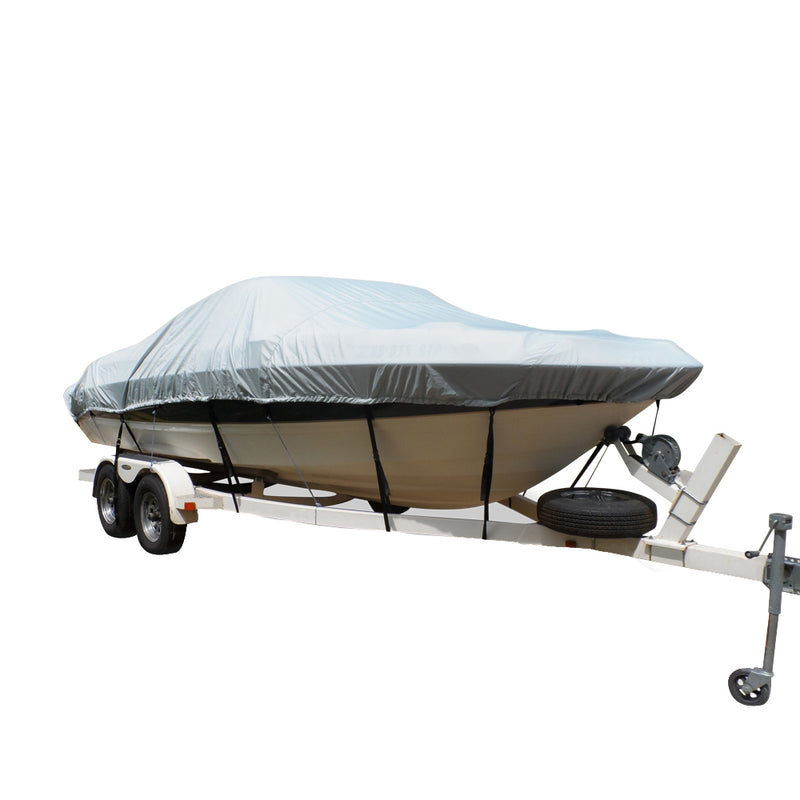 Carver Flex-Fit™ PRO Polyester Size 1 Boat Cover f-V-Hull Fishing Boats & Jon Boats - Grey