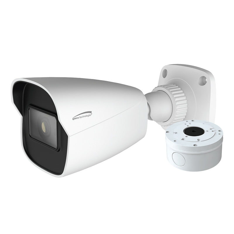 Speco 4MP H.265 AI Bullet Camera 2.8mm Lens - White Housing w-Included Junction Box (Power Over Ethernet)