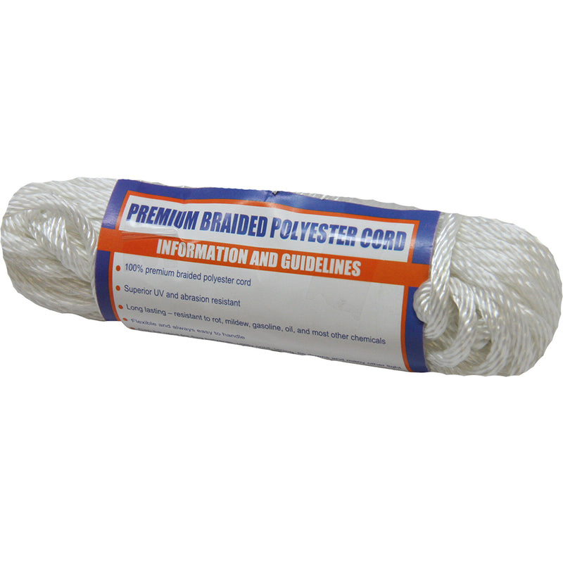 Sea-Dog Solid Braid Polyester Cord Hank - 1-8" x 50' - White