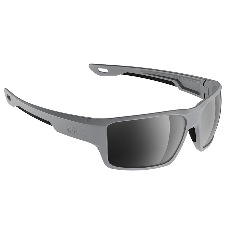 H2Optix Ashore Sunglasses Matt Grey, Grey Silver Flash Mirror Lens Cat. 3 - AntiSalt Coating w-Floatable Cord