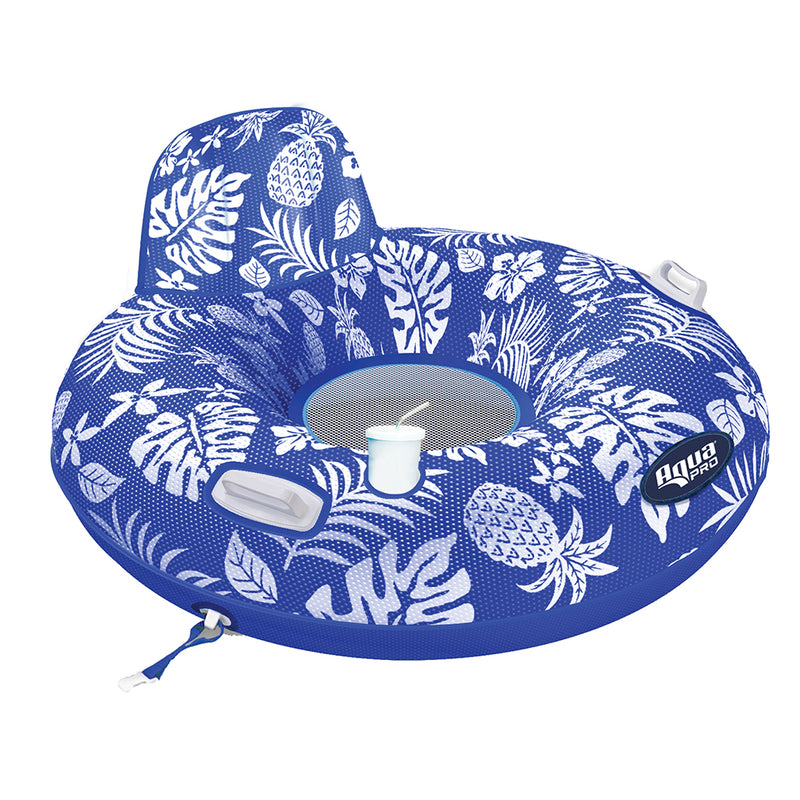 Aqua Leisure Supreme Lake Tube Hibiscus Pineapple Royal Blue w-Docking Attachment