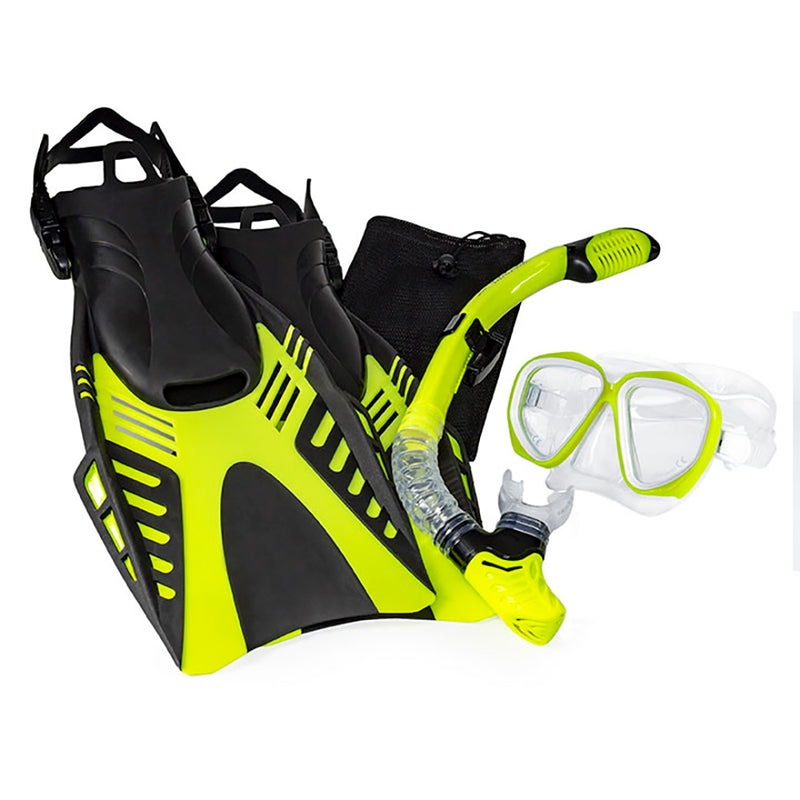 Aqua Leisure Dyna Adult 5-Piece Dive Set - Adult Size M-L Men's 4.5-8.5-Ladies 5.5-9.5