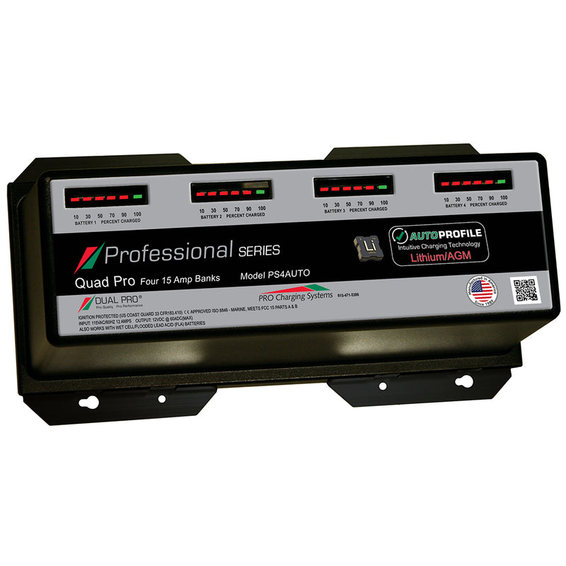 Dual Pro PS4 Auto 15A - 4-Bank Lithium-AGM Battery Charger