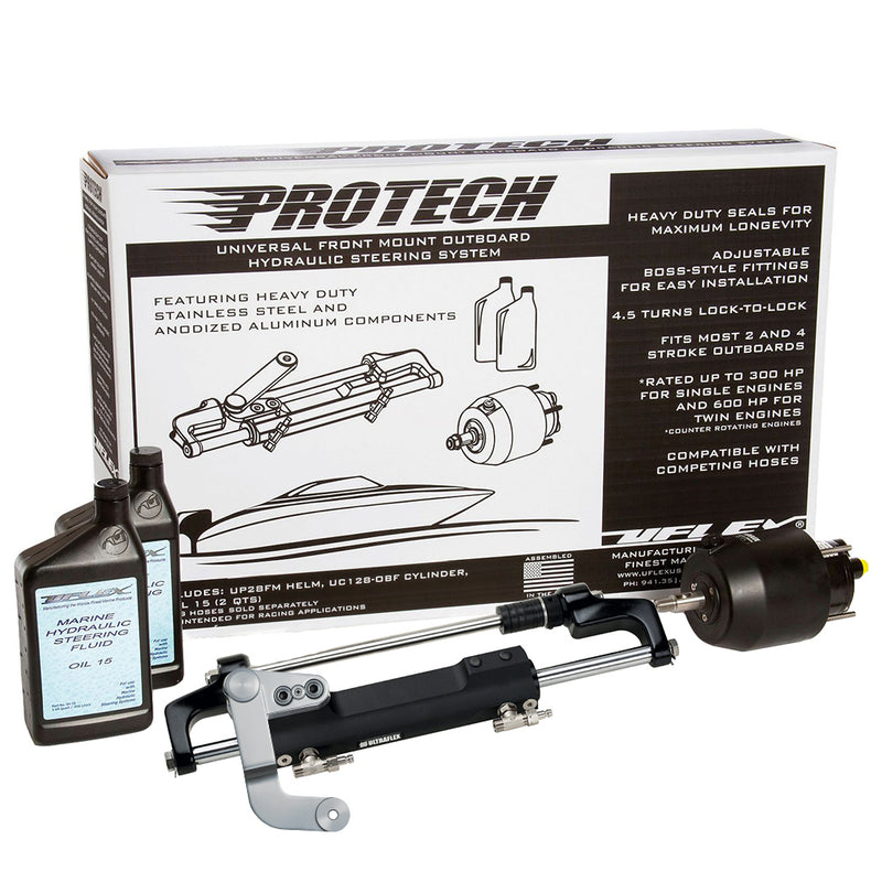 Uflex PROTECH 3.1 Front Mount OB Hydraulic System - Includes UP28 FM Helm, Oil & UC128-TS-3 Cylinder - No Hoses