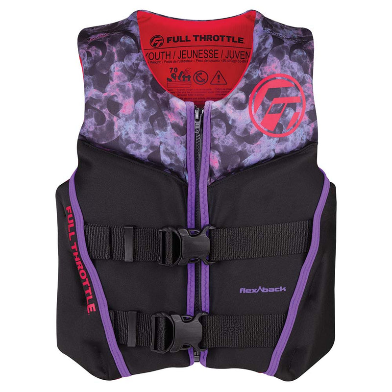 Full Throttle Youth Rapid-Dry Flex-Back Life Jacket - Pink-Black