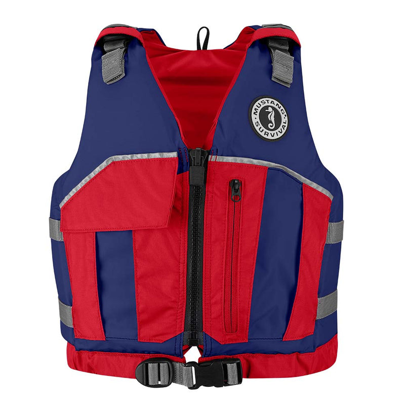 Mustang Youth Reflex Foam Vest - Navy Blue-Red