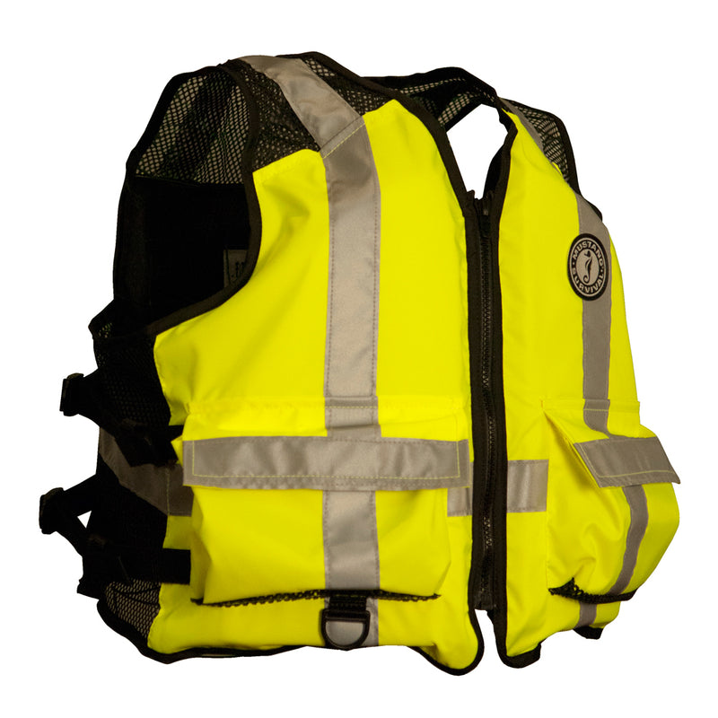 Mustang High Visibility Industrial Mesh Vest - Fluorescent Yellow-Green - S-M