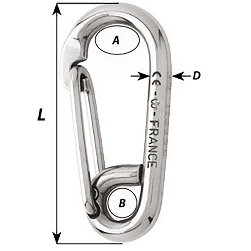 Wichard Symmetric Carbine Hook - Length 60mm - 1-4"