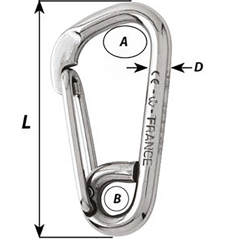 Wichard Asymmetric Carbine Hook - Length 60mm - 1-4"