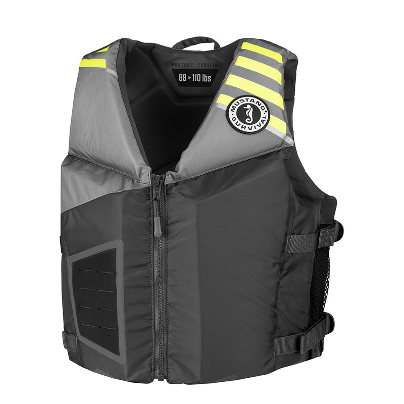 Mustang Rev Young Adult Foam Vest - Grey-Light, Grey-Fluorescent Yellow-Green