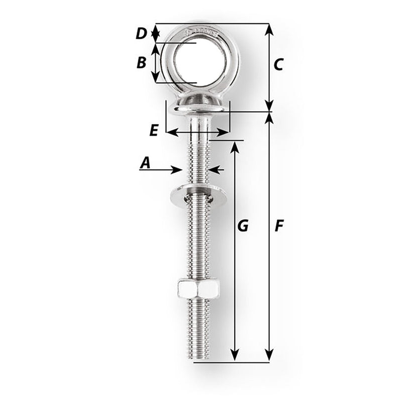 Wichard Eye Bolt - Diameter 5-32" - Length 4"