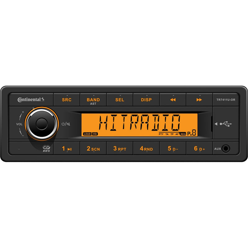 Continental Stereo w-AM-FM-BT-USB - Harness Included - 12V