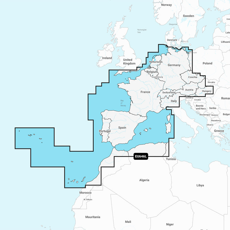 Garmin Navionics+ NSEU646L - Europe, Central & West - Marine Chart